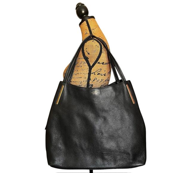 VINCE CAMUTO MEDIUM PEBBLED LEATHER TOTE BAG SHOULDER BLACK - Picture 1 of 8